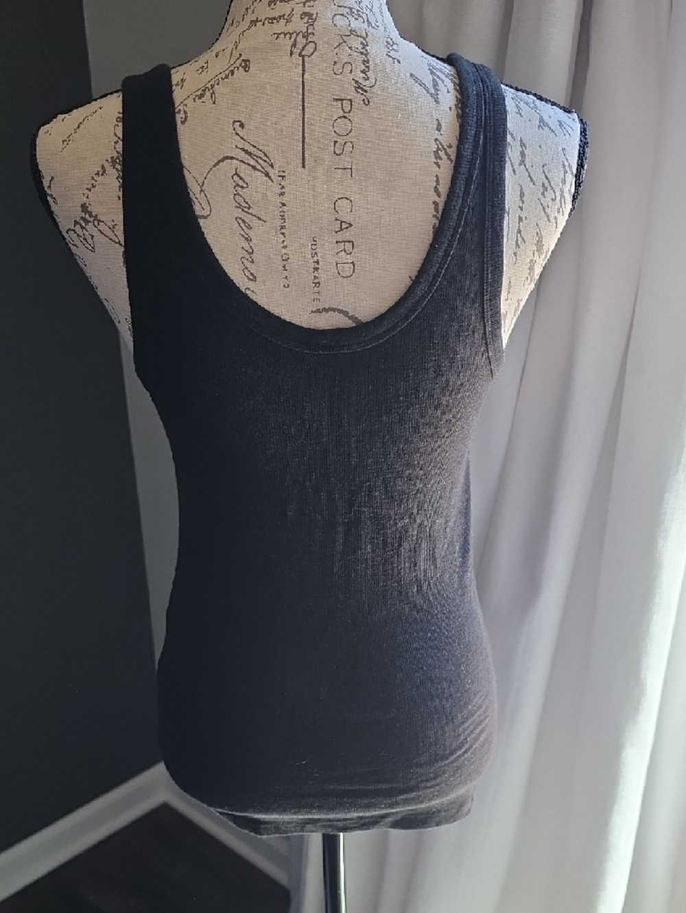 aerie 'Real Soft' Black Ribbed Henley Tank - Snap Front - Picture 4 of 4